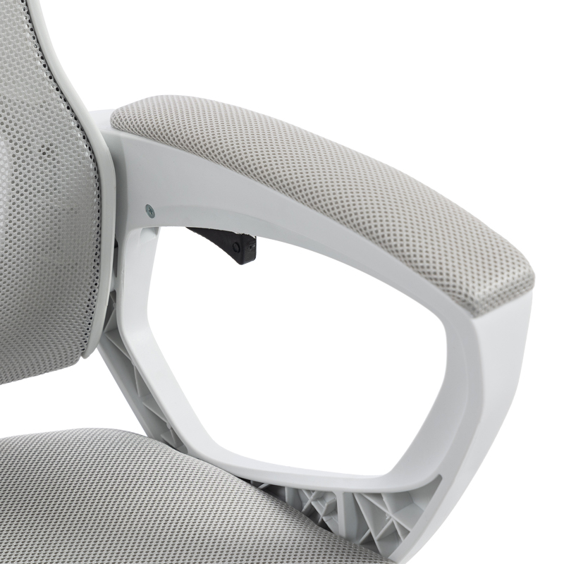 Καρέκλα γραφείου διευθυντή με υποπόδιο Meton pakoworld λευκό - mesh γκρι 48x60x118-128εκ