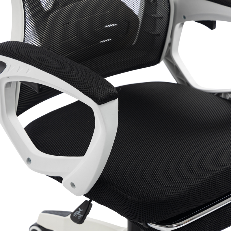 Καρέκλα γραφείου διευθυντή με υποπόδιο Meton pakoworld λευκό - mesh μαύρο 48x60x118-128εκ