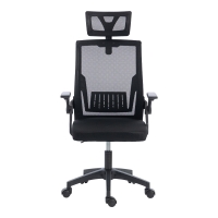 Καρέκλα γραφείου Plymot pakoworld mesh χρώμα μαύρο 48x58x112-122εκ