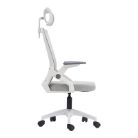 Καρέκλα γραφείου Plymot pakoworld λευκή - mesh γκρι 48x58x112-122εκ