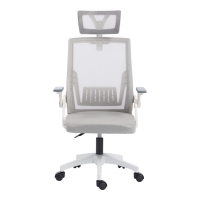 Καρέκλα γραφείου Plymot pakoworld λευκή - mesh γκρι 48x58x112-122εκ