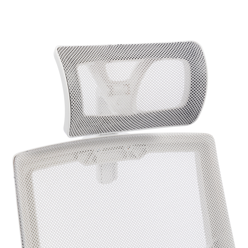 Καρέκλα γραφείου Plymot pakoworld λευκή - mesh γκρι 48x58x112-122εκ