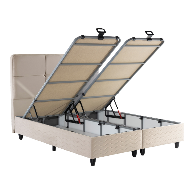 Κρεβάτι διπλό Punto pakoworld με αποθηκευτικό χώρο κρεμ βελούδο 160x200εκ