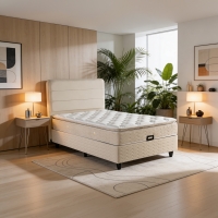 Κρεβάτι ημίδιπλο Linteda pakoworld με αποθηκευτικό χώρο κρεμ βελούδο 120x200εκ