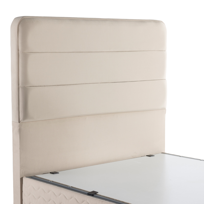 Κρεβάτι ημίδιπλο Linteda pakoworld με αποθηκευτικό χώρο κρεμ βελούδο 120x200εκ