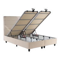 Κρεβάτι διπλό Linteda pakoworld με αποθηκευτικό χώρο κρεμ βελούδο 160x200εκ