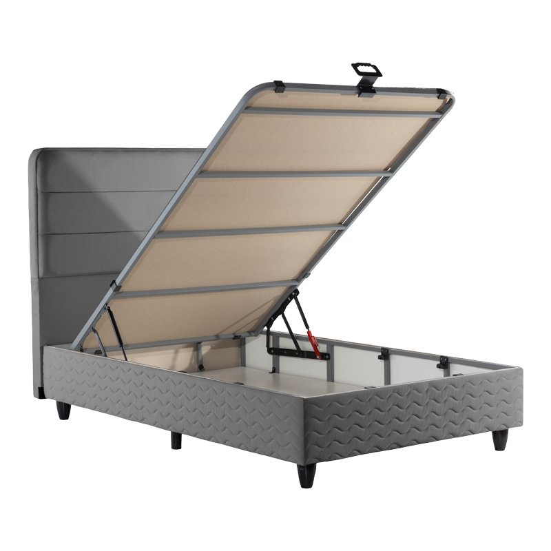 Κρεβάτι ημίδιπλο Linteda pakoworld με αποθηκευτικό χώρο ανθρακί βελούδο 120x200εκ