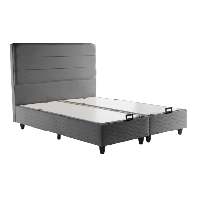 Κρεβάτι διπλό Linteda pakoworld με αποθηκευτικό χώρο ανθρακί βελούδο 160x200εκ