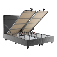 Κρεβάτι διπλό Linteda pakoworld με αποθηκευτικό χώρο ανθρακί βελούδο 160x200εκ