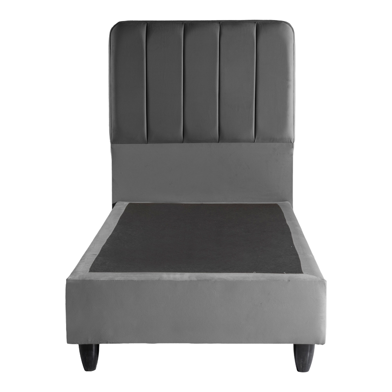 Κρεβάτι μονό Lunda pakoworld ανθρακί βελούδο 90x200εκ Κρεβάτι μονό Lunda pakoworld ανθρακί βελούδο 90x200εκ