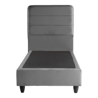 Κρεβάτι μονό Linteda pakoworld ανθρακί βελούδο 90x200εκ