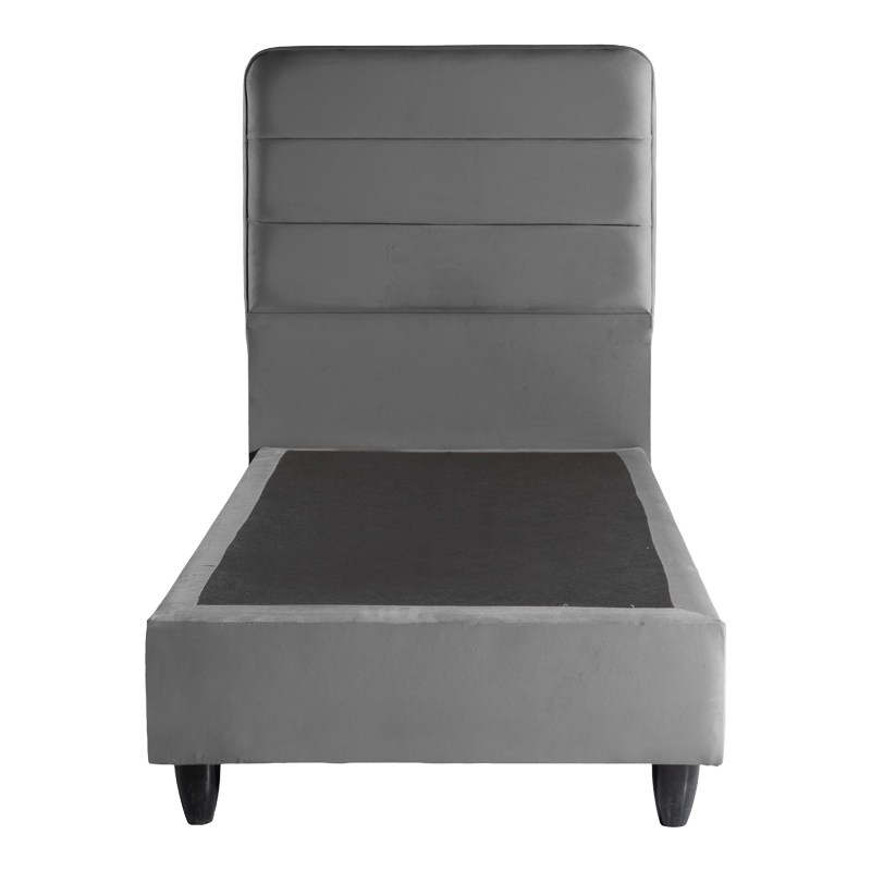 Κρεβάτι μονό Linteda pakoworld ανθρακί βελούδο 90x200εκ