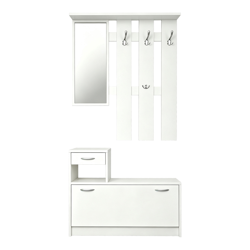 Έπιπλο εισόδου Jentia pakoworld με καθρέπτη λευκό MDF 100x24x186εκ
