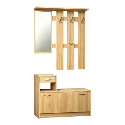 Έπιπλο εισόδου Jentia pakoworld  με καθρέπτη sonoma MDF 100x24x186εκ
