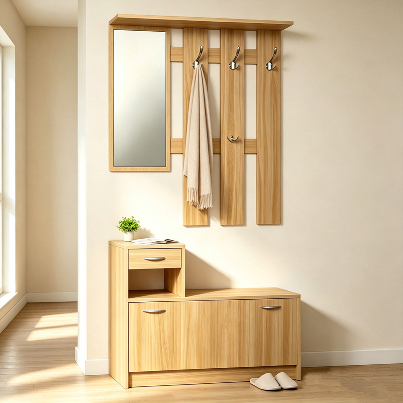 Έπιπλο εισόδου Jentia pakoworld με καθρέπτη sonoma MDF 100x24x186εκ Έπιπλο εισόδου Jentia pakoworld με καθρέπτη sonoma MDF 100x24x186εκ