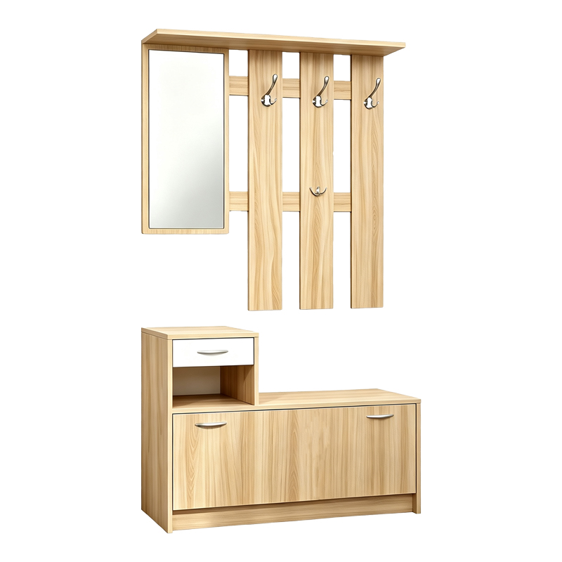 Έπιπλο εισόδου Jentia pakoworld με καθρέπτη sonoma με λευκό MDF 100x24x186εκ Έπιπλο εισόδου Jentia pakoworld με καθρέπτη sonoma με λευκό MDF 100x24x186εκ