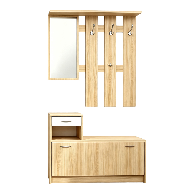 Έπιπλο εισόδου Jentia pakoworld με καθρέπτη sonoma με λευκό MDF 100x24x186εκ Έπιπλο εισόδου Jentia pakoworld με καθρέπτη sonoma με λευκό MDF 100x24x186εκ