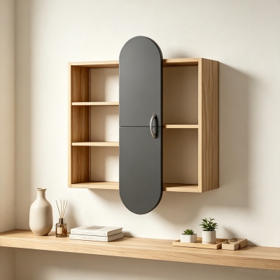 Ραφιέρα τοίχου Jonna pakoworld sonoma με ανθρακί MDF 60x10x80εκ