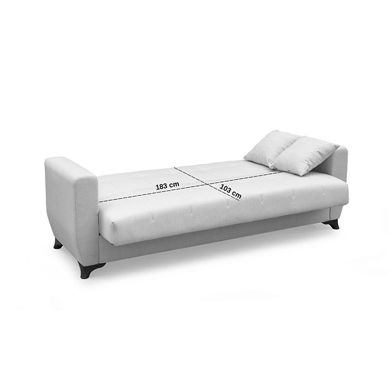 Καναπές Κρεβάτι Modesto pakoworld τριθέσιος με αποθηκευτικό χώρο μπεζ ύφασμα 215x84x83εκ