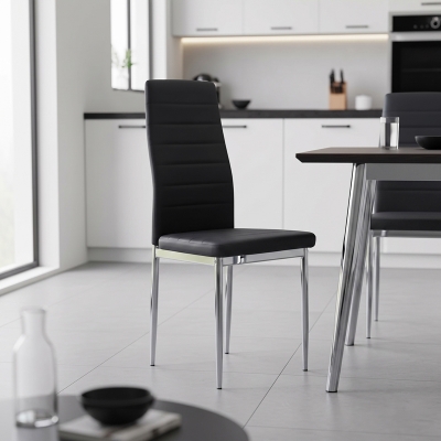 Καρέκλα Parker pakoworld μαύρο PU με πόδι χρωμίου 41x48x96εκ Καρέκλα Parker pakoworld μαύρο PU με πόδι χρωμίου 41x48x96εκ