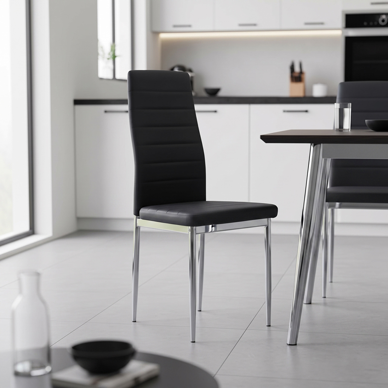 Καρέκλα Parker pakoworld μαύρο PU με πόδι χρωμίου 41x48x96εκ Καρέκλα Parker pakoworld μαύρο PU με πόδι χρωμίου 41x48x96εκ
