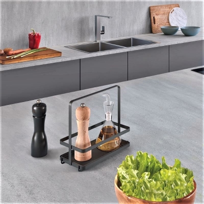 Metaltex Βάση Στήριξης Για Λάδι - Ξύδι Μαύρο 23x11x18cm 352912