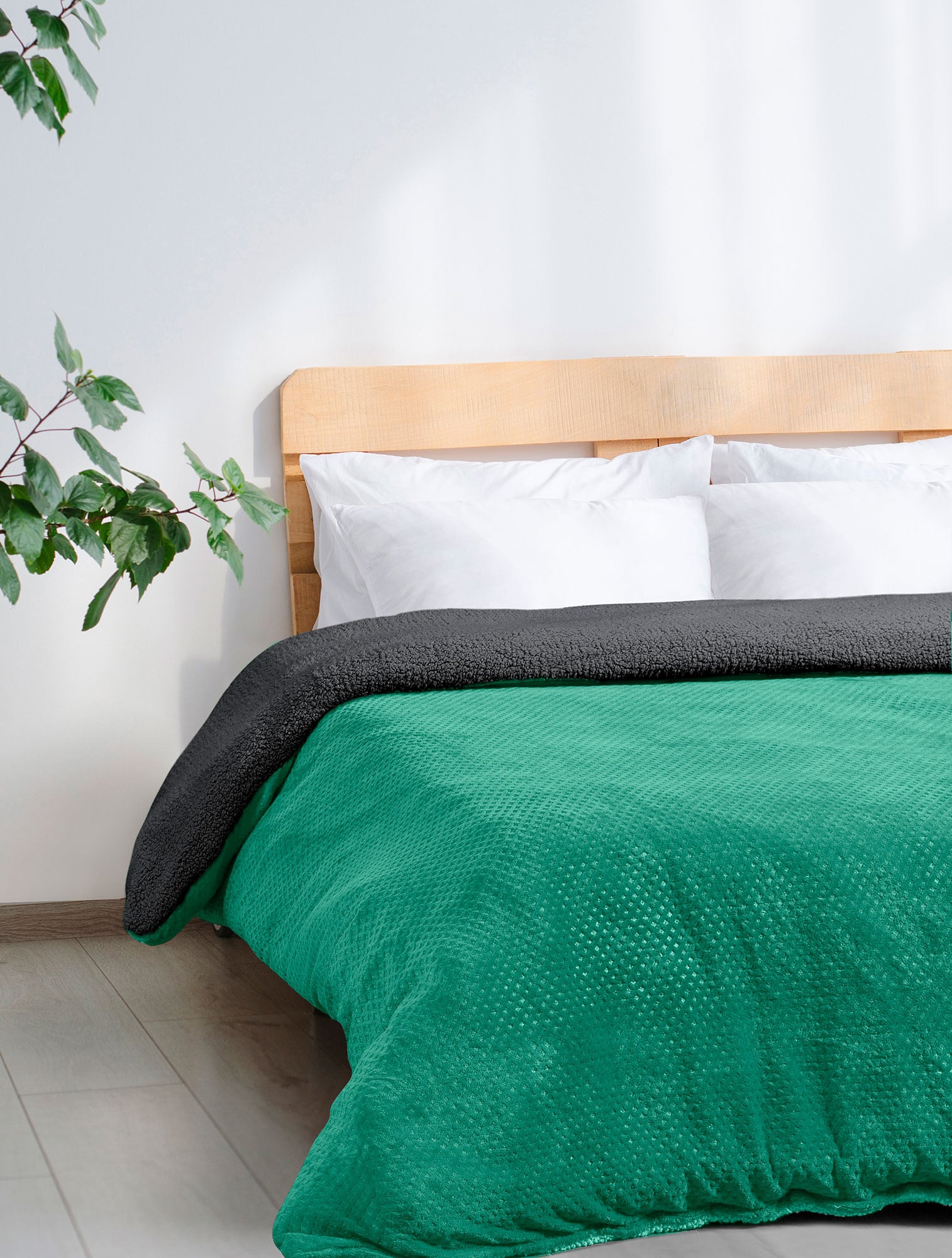 Κουβέρτα GRAUPEL GREEN ANTHRACITE MADI Κουβέρτα υπέρδιπλη: 220 x 240 εκ.